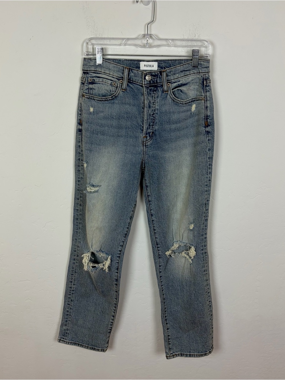 Pistola Distressed Button Fly Straight Leg Jeans